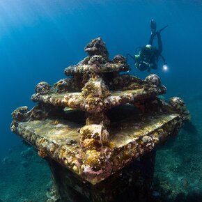 fundo do mar com mergulhador